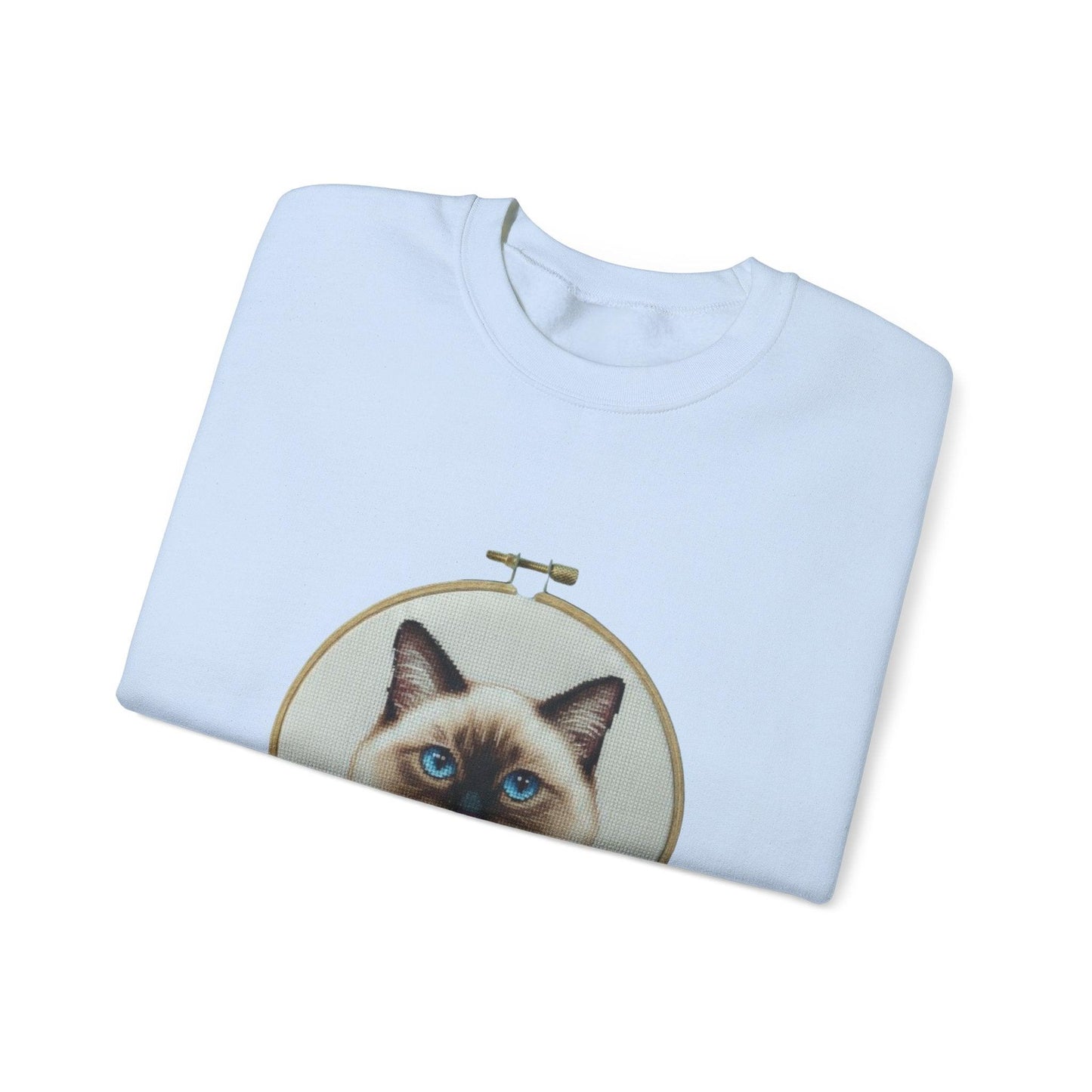 Siamese Cat Portrait Sweatshirt | Embroidery Hoop Floral Frame