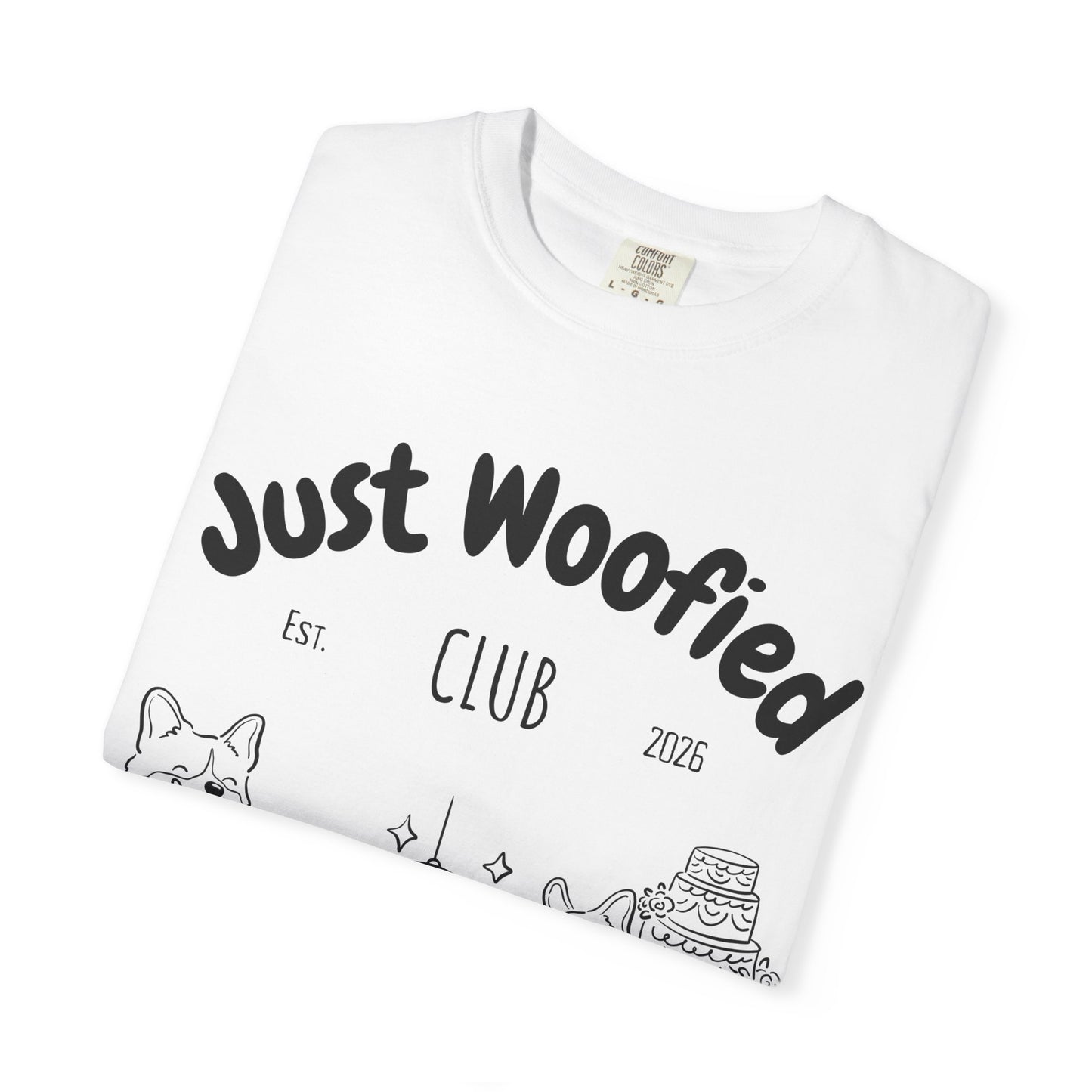 Just Married Dog Wedding Shirt Newlywed Couple Matching T-Shirt Comfort Colors Mr And Mrs Tee Just Woofied Honeymoon Gift For Bride Groom