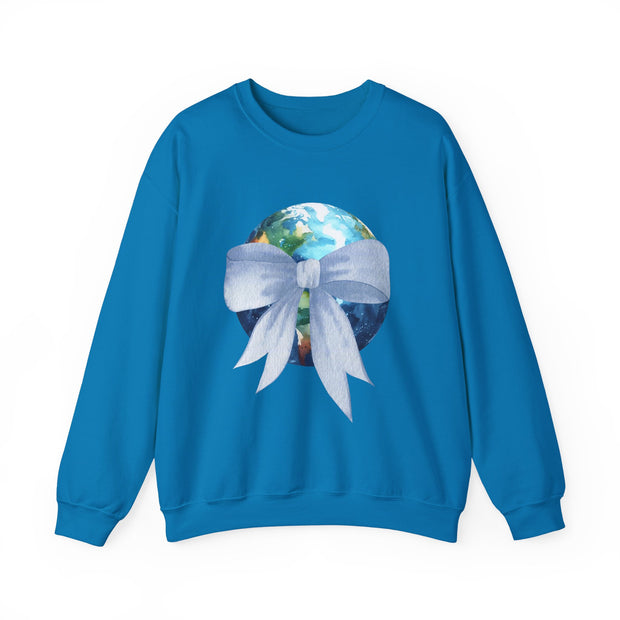 Earth Wrapped In A Bow Unisex Crewneck Sweatshirt