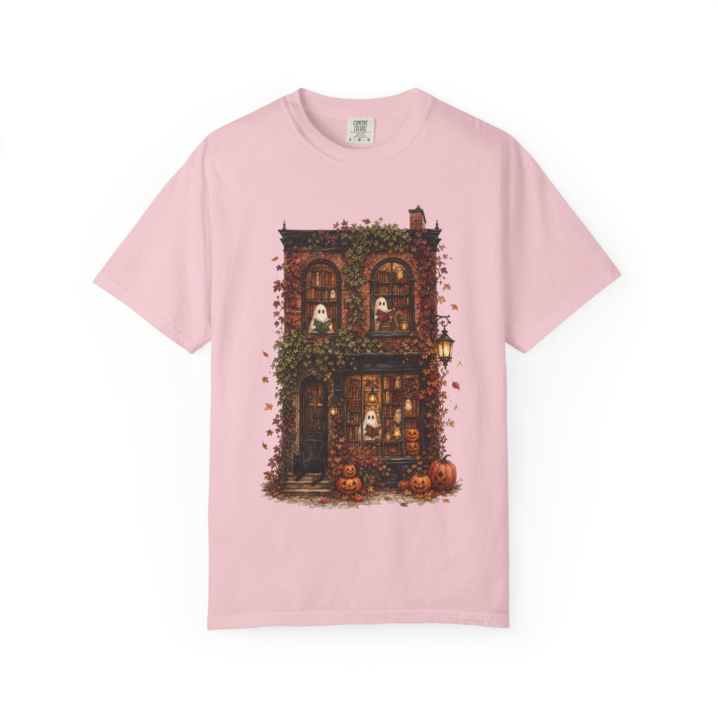Haunted Bookstore T-Shirt, Cozy Book Lover Halloween Shirt, Ghost Library Tee, Dark Academia Fall Graphic, Spooky Reader Gift