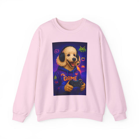 Gamer Dog Sweatshirt, Unisex Crewneck, Cute Gaming Apparel, Gift for Pet Lovers, Funny Sweatshirt, Cozy Gaming Clothing
