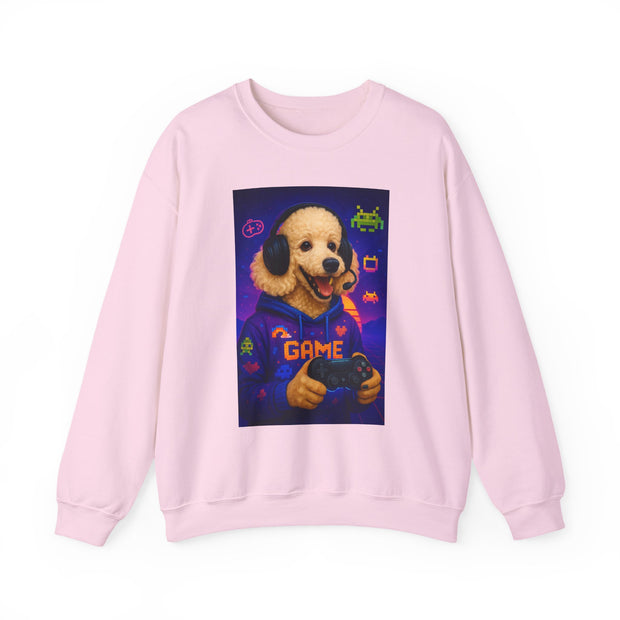 Gamer Dog Sweatshirt, Unisex Crewneck, Cute Gaming Apparel, Gift for Pet Lovers, Funny Sweatshirt, Cozy Gaming Clothing