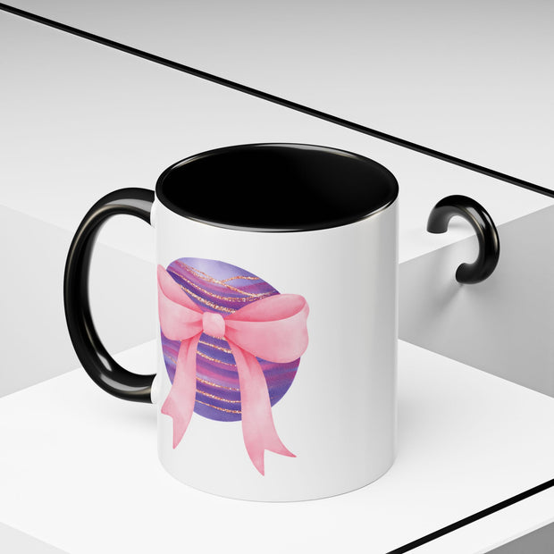 Pink/Purple Planet Wrapped In A Bow Accent Coffee Mug