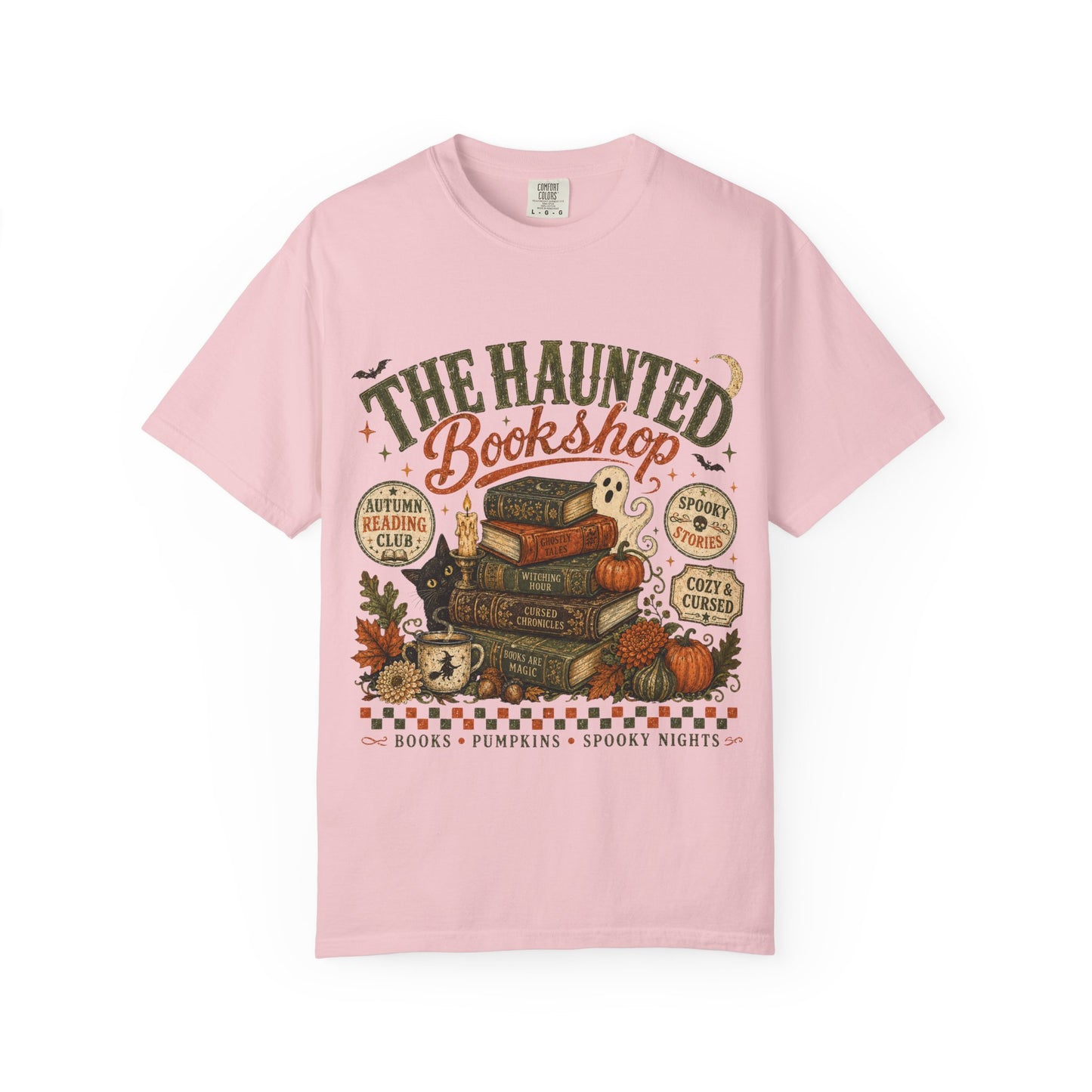 The Haunted Bookshop T-Shirt, Spooky Book Lover Shirt, Cozy Autumn Reading Tee, Halloween Bookstore Graphic, BookTok Reader Gift