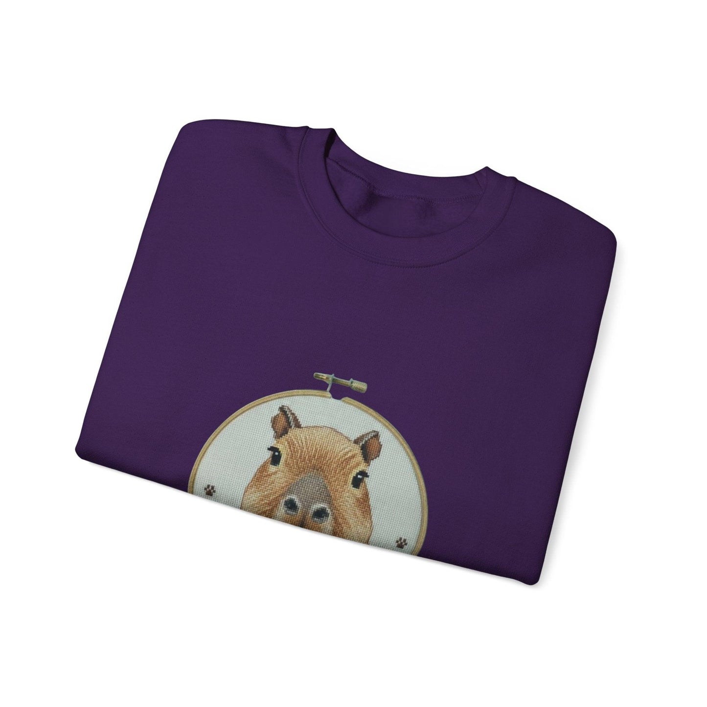 Cute Capybara Portrait Crewneck Sweatshirt | Floral Wreath Animal Art
