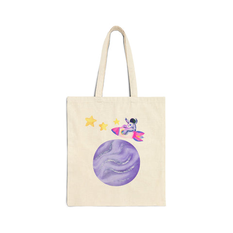 Astronaut Taking Off In Space Cotton Canvas Tote Bag