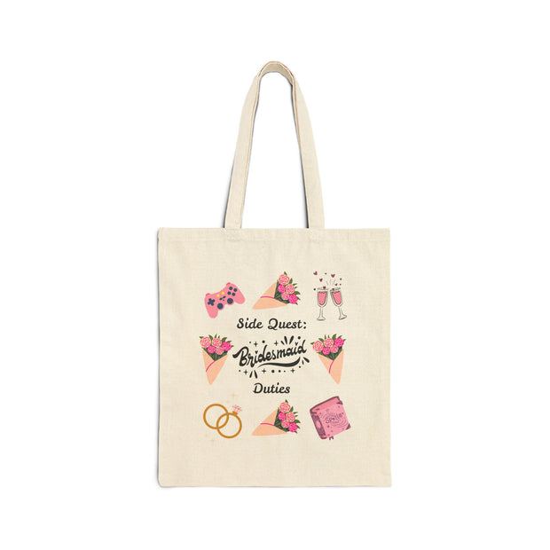 'Side Quest: Bridesmaid Duties' Cotton Canvas Tote Bag