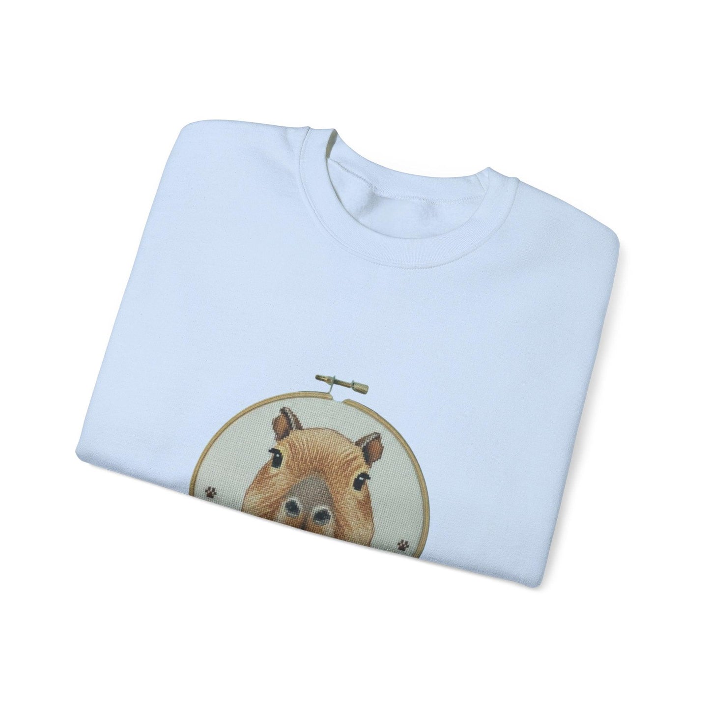 Cute Capybara Portrait Crewneck Sweatshirt | Floral Wreath Animal Art
