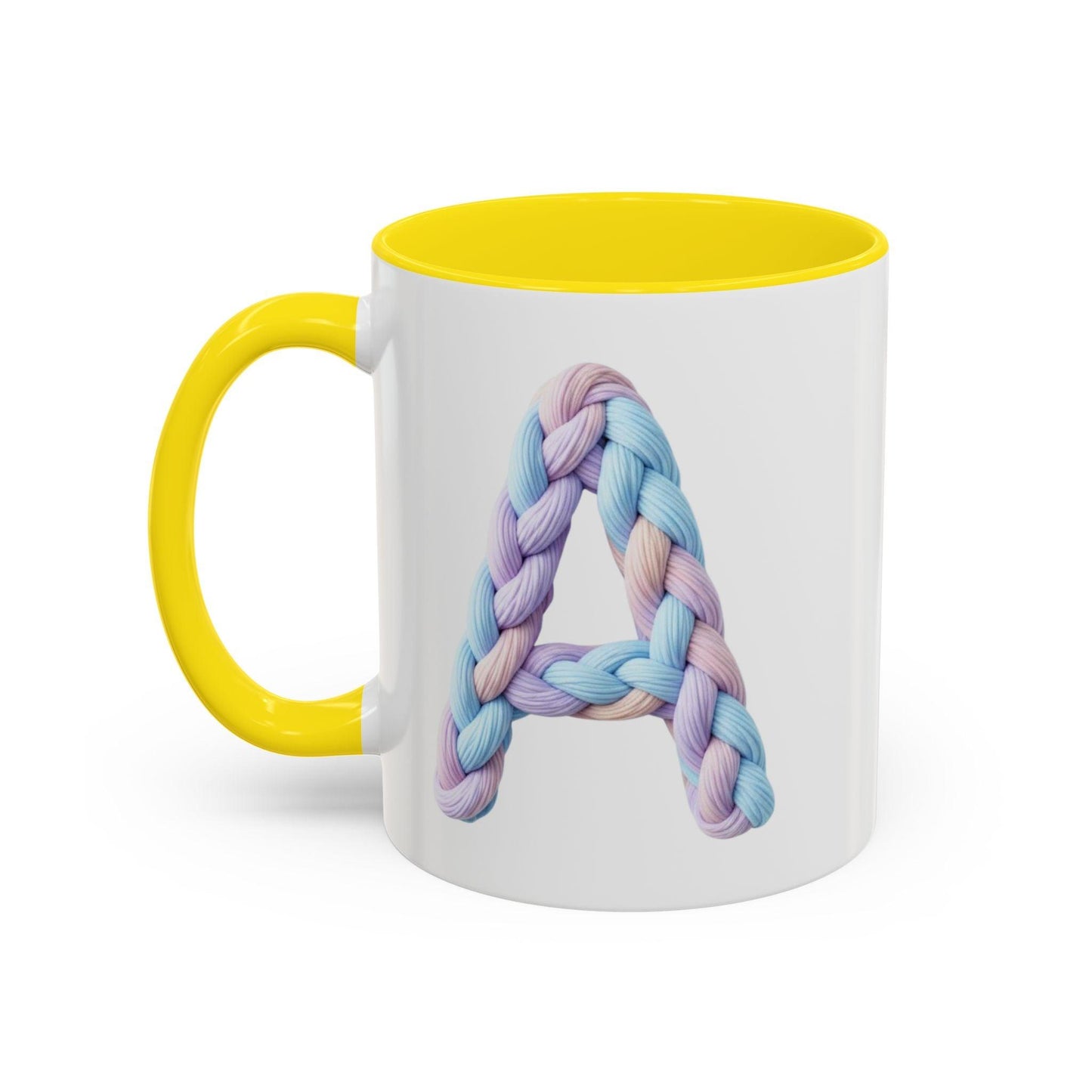 Minimalist Embroidery Typography Accent Coffee Mug | Pastel Thread Design