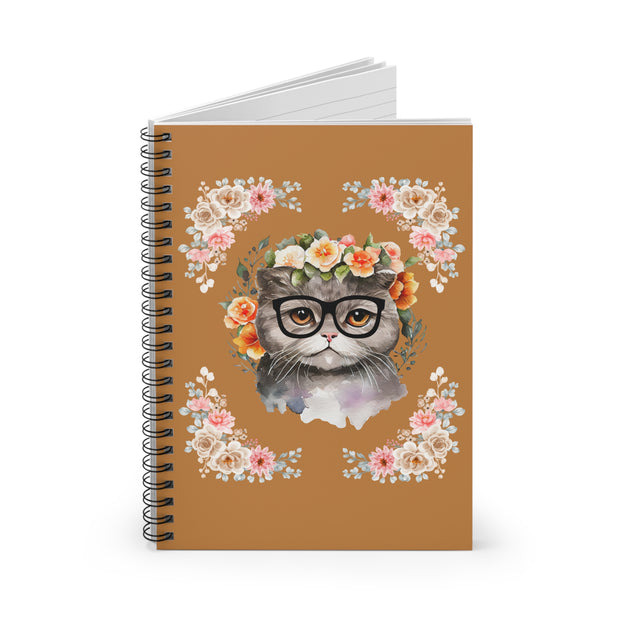 Geeky Goddess Gray Cat Spiral Notebook