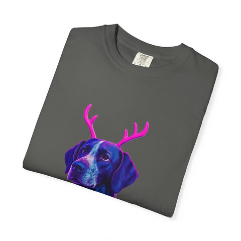 Neon Reindeer German Shorthaired Pointer T-Shirt | Festive Sweater Pup Holiday Tee