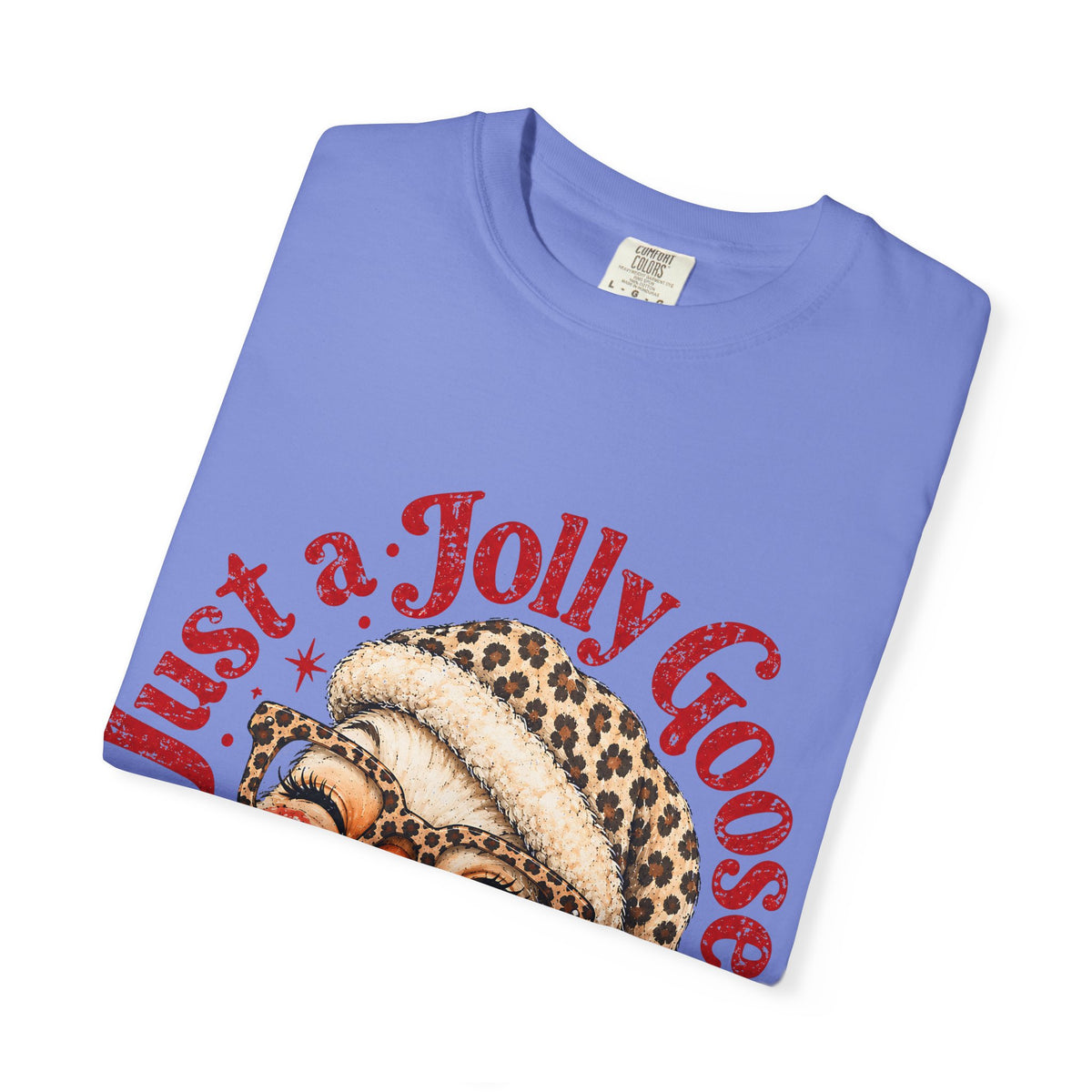 Jolly Goose Christmas Shirt, Funny Christmas Goose Tee, Leopard Santa Goose Shirt, Goose Lover Gift, Retro Holiday T-Shirt