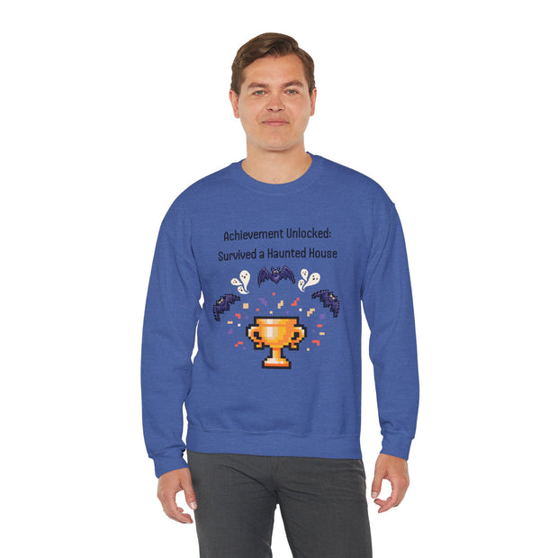 'Achievement Unlocked: Survived A Haunted House' Unisex Crewneck Sweatshirt