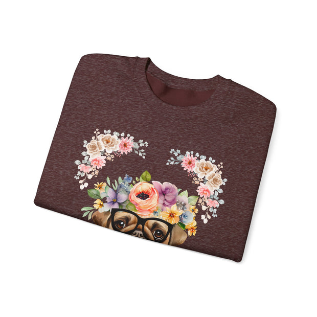 Geeky Goddess Pug Unisex Crewneck Sweatshirt