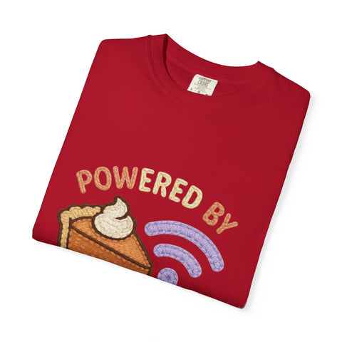 Powered by Pie and Wi-Fi T-Shirt, Funny Unisex Tee, Gift for Pie Lovers, Tech Enthusiasts, Perfect for Holidays and Parties