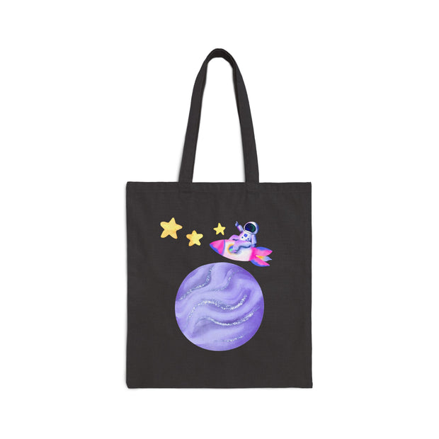 Astronaut Taking Off In Space Cotton Canvas Tote Bag