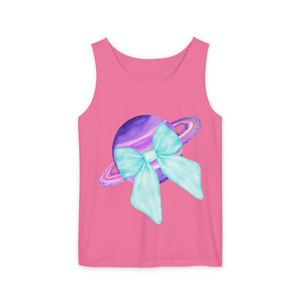 Purple Saturn Wrapped In Bow Unisex Tank Top