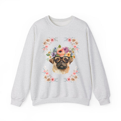 Geeky Goddess Pug Unisex Crewneck Sweatshirt