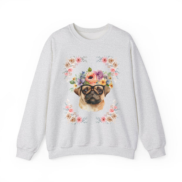 Geeky Goddess Pug Unisex Crewneck Sweatshirt