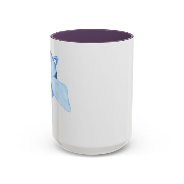 Blue Saturn Wrapped In A Blue Bow Accent Coffee Mug