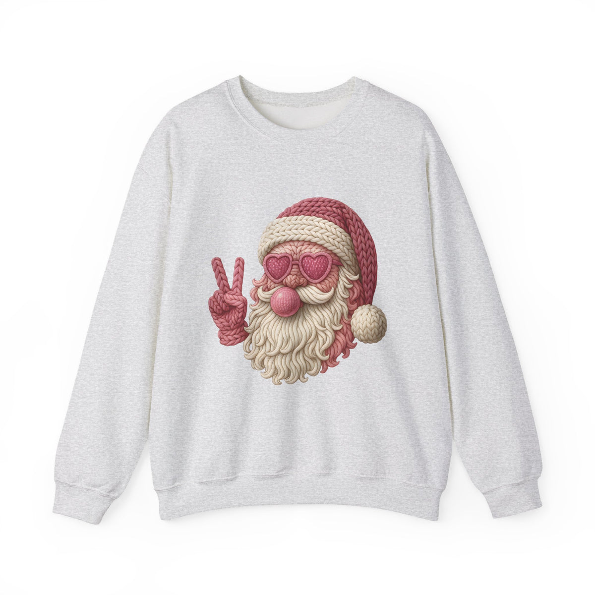 Pink Sunglasses Peace Sign Santa Sweatshirt | Retro Holiday Cozy