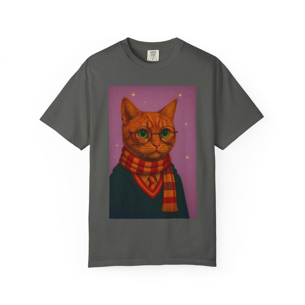 Pawgwarts Orange Cat Wizard T-Shirt