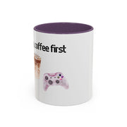 'Game On, Coffee First' Accent Coffee Mug
