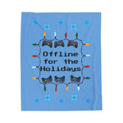 Cozy Gamer Blanket: Offline for the Holidays Plush Throw, Video Game Decor, Gift for Gamers, Holiday Season, Home Blanket