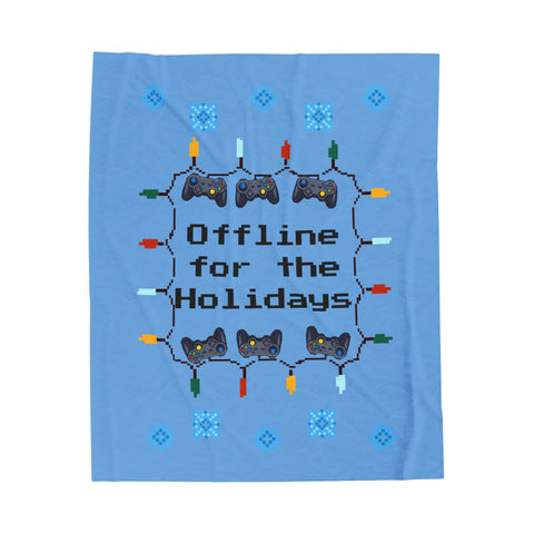 Cozy Gamer Blanket: Offline for the Holidays Plush Throw, Video Game Decor, Gift for Gamers, Holiday Season, Home Blanket