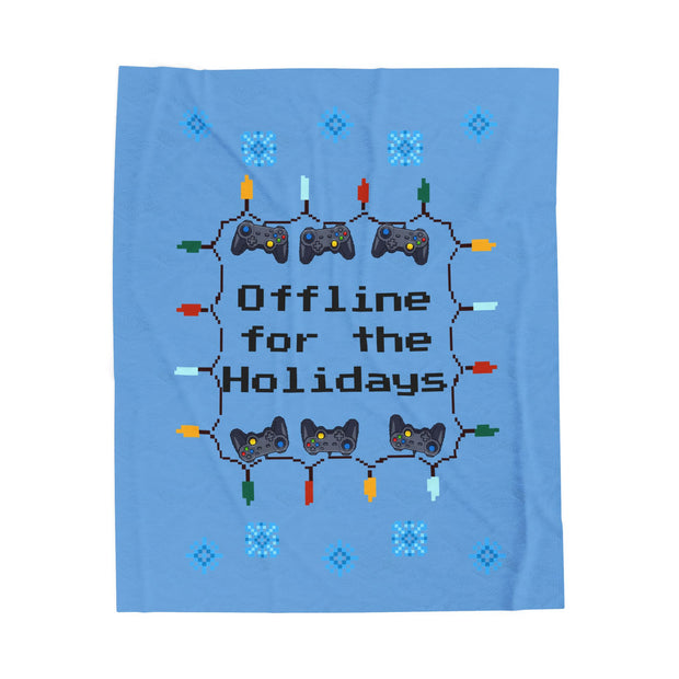 Cozy Gamer Blanket: Offline for the Holidays Plush Throw, Video Game Decor, Gift for Gamers, Holiday Season, Home Blanket