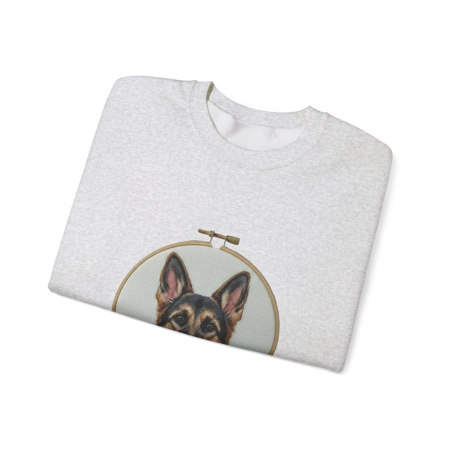 German Shepherd Portrait Embroidery Hoop Sweatshirt | Floral Dog Face