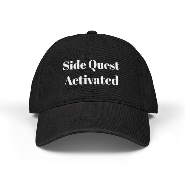 'Side Quest Activated' Denim Embroidered Cap