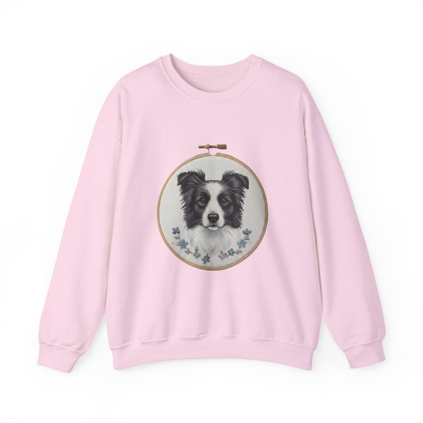 Border Collie Portrait Crewneck Sweatshirt | Embroidery Hoop Dog Design
