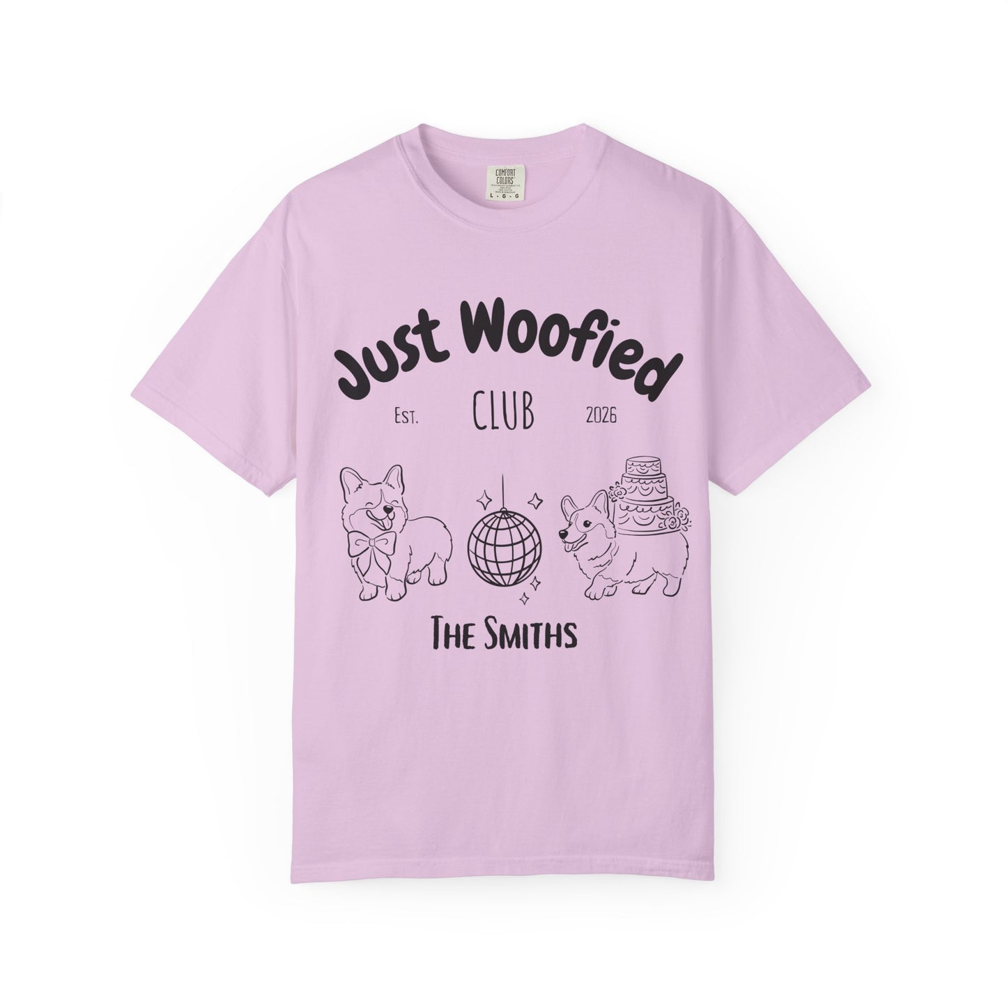 Just Married Dog Wedding Shirt Newlywed Couple Matching T-Shirt Comfort Colors Mr And Mrs Tee Just Woofied Honeymoon Gift For Bride Groom