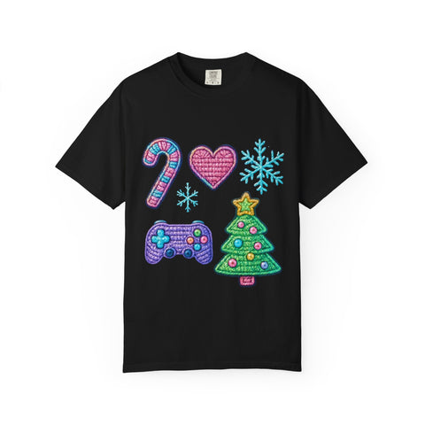 Festive Gamer T-Shirt, Christmas Tee, Gamer Shirt, Holiday Apparel, Unisex Christmas Gift, Cute Gaming T-Shirt