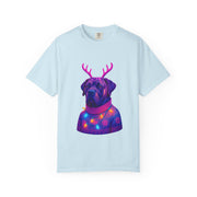 Neon English Mastiff Dog with Antlers T-Shirt | Christmas Sweater Lights Design