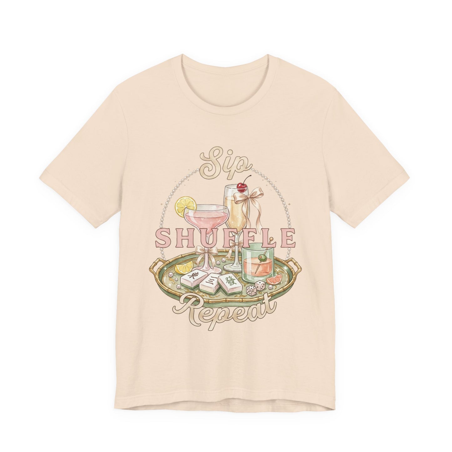 Sip Shuffle Repeat Shirt, Mahjong Social Club Tee, Pastel Girls Night Graphic Shirt, Mahjong Lover Gift