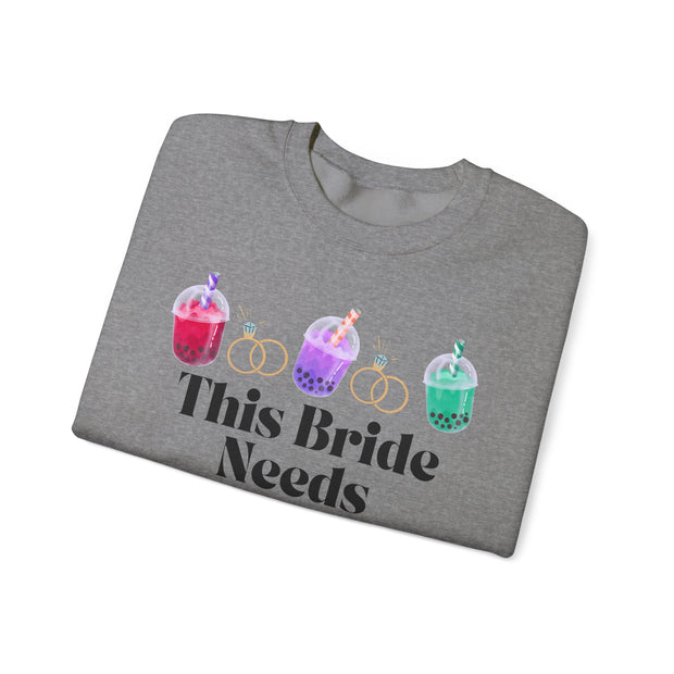'This Bride Needs Boba' Unisex Crewneck Sweatshirt