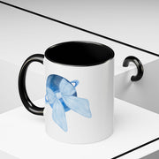 Blue Saturn Wrapped In A Blue Bow Accent Coffee Mug