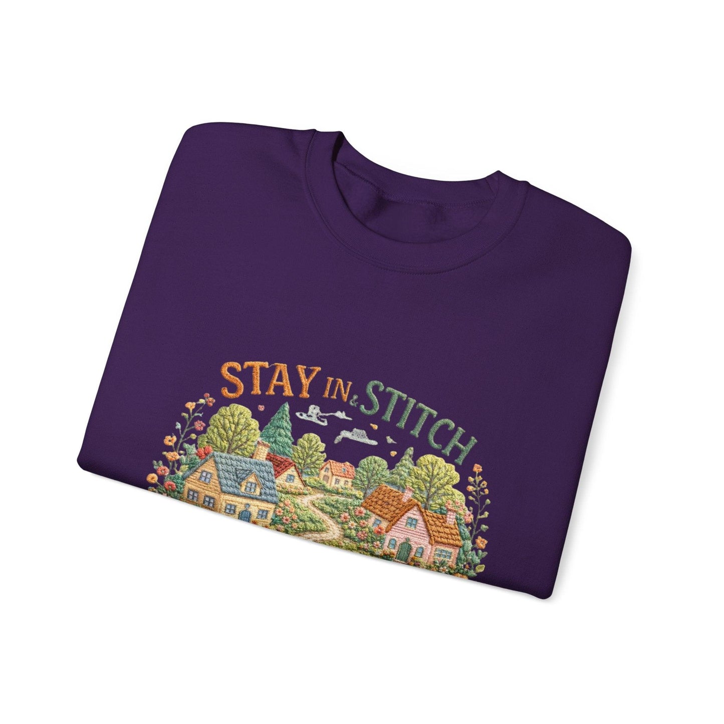 Stay in Stitch cottage garden Sweatshirt | cozy village embroidery design