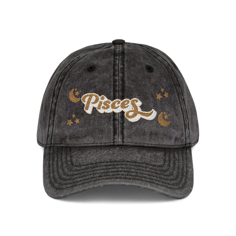 'Pisces' Vintage Embroidered Cap