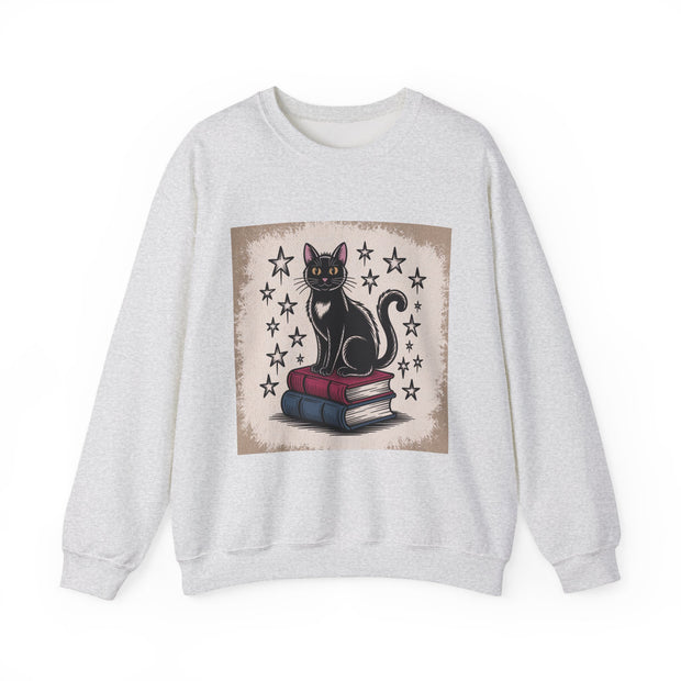Cat and Book Lover's Crewneck Sweatshirt