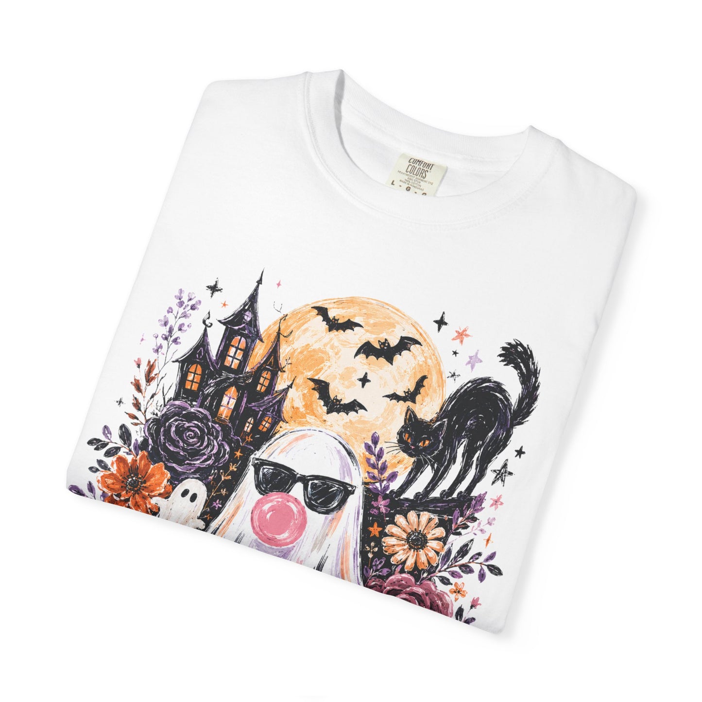 Cute Sunglasses Ghost Halloween T-shirt | Pumpkin, Black Cat, Haunted House