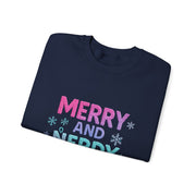 Festive Gamer Crewneck Sweatshirt - Merry and Nerdy, Unisex Sweatshirt, Holiday Apparel, Gaming Sweatshirt, Cozy Gift for Gamers