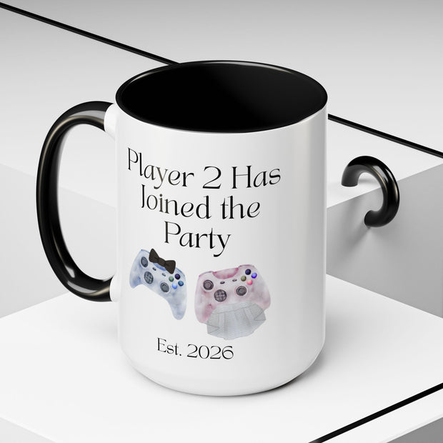 'Player 2 Has Joined The Party' 'Est. 2026' Accent Coffee Mug