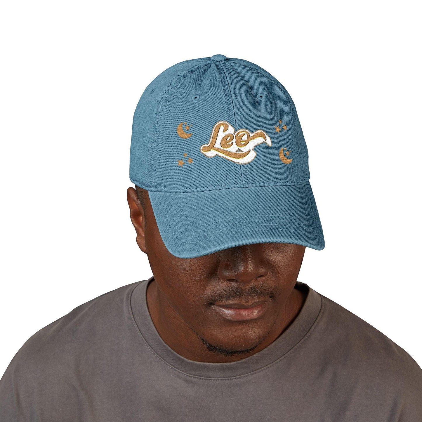 'Leo' Denim Embroidered Cap