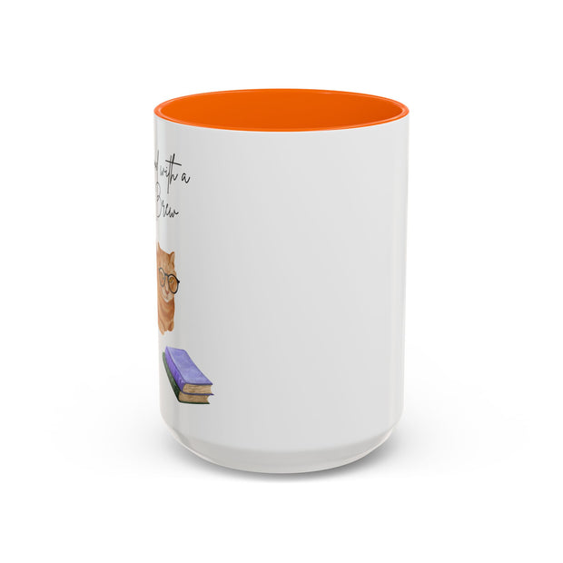 'Feline Good With A Book & Brew' Accent Coffee Mug