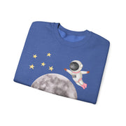 Astronaut Flying To The Moon Unisex Crewneck Sweatshirt