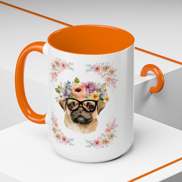 Geeky Goddess Pug Accent Coffee Mug