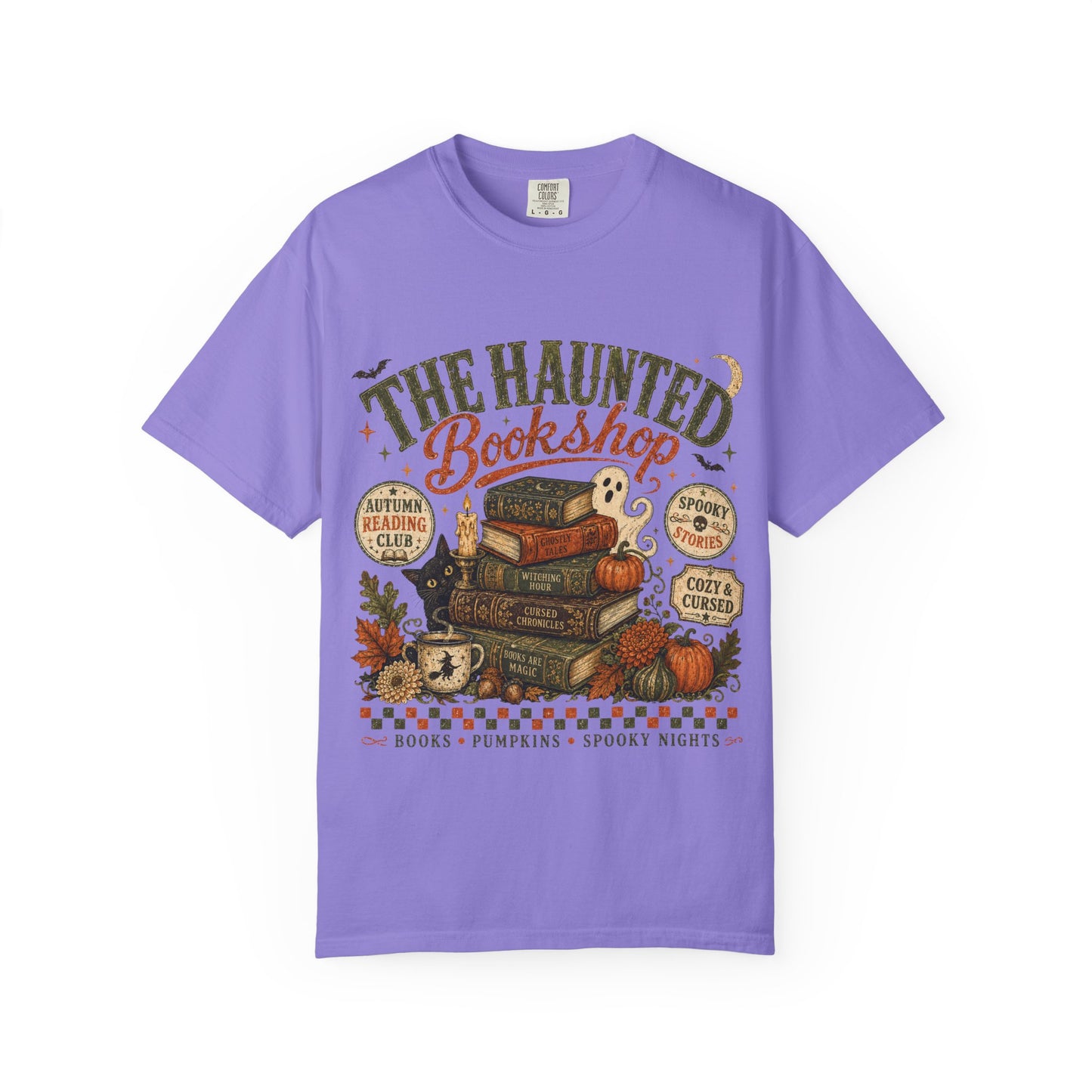 The Haunted Bookshop T-Shirt, Spooky Book Lover Shirt, Cozy Autumn Reading Tee, Halloween Bookstore Graphic, BookTok Reader Gift